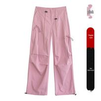 Quick-Dry American Retro Spicy Girl High-Waist Cargo Pants: Women's 2025 Summer Wide-Leg Casual Parachute Style.