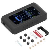 Universal Tire Pressure Monitor Solar USB Charging 0 8.5bar 122PSI Truck TPMS with 6 External Sensors black
