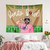 VIKAMA Bad Rascal Rabbit Benito Bowl Tapestry American Football Theme Hip Hop Style Living Room Wall Decor Trendy Art Tapestries 74x94cm(29x37in) beige