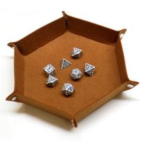 1Pc Dice Tray Set Foldable Dice Trays Hexagon Dice Rolling Tray Felt Dice Holder For Dice Games Like Rpg, And Other Table Games blue