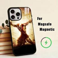 Game God of W-War Kratos  Phone Case For iPhone17,16,15,14,13,12,11 Plus,Pro Magnetic For Magsafe Wireless Charging iPhone15 black