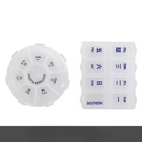 2Pcs/set Portable Sub-packing Pill Box 7 Days Tablet Small Mini Carry-on Travel Week Medicine Pill Storage Box white