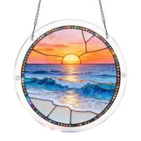 Sun Catcher Puzzle Acrylic Suncatcher Durable Clear Acrylic Colorful Patterns Window Decoration for Doors Garden E orange