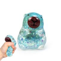 Cartoon Festive Capybara Squeeze Toy, Soft Glitter Gummy Fidget, Cute Design for Stress Relief  Holiday Gift Presents blue