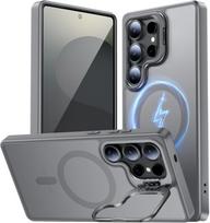 case for Samsung S26 S25 S24 S23 ultra Magnetic Lens with bracket Protective Case Shock Proof Wireless Charging Anti-Fingerprint Galaxy S26 Ultra pilka spalva