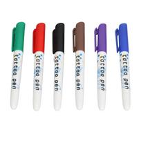 6Pcs Temporary Tattoo Markers Multiple Colors Ink Body Art Skin Painting Pen Set with 3Pcs Stencils blue