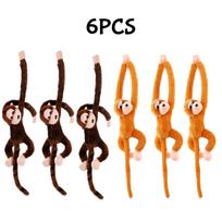 6-20Pcs Forest Stuffed Animals 23Cm Hanging Monkey Plush Toys With Hook Loop Fasteners Hands For Baby Shower Party Favors orange
