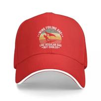 wingfoil dad  funny wing foil design great gift for wing surfer  wing foiling lovers Baseball Cap hiking hat Unisex Caps Womens red