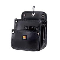 Tajima Safe System Detachable Tool Pouch, Twin Hook, Large, 2-Tier, Electrician's Size, Water-Resistant High-Density Nylon, SFKBN-DK2L2H. Easy to black