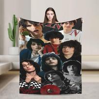 Finn Wolfhard minkštas pledas berniukui mergaitei pliušinė patalynė apklotai estetiškas miegamasis flanelinis lovatiesis sofos lovos užvalkalas 75cmx90cm gray