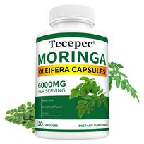 Moringa Oleifera kapsulės 6000 mg porcijoje, lapų ekstraktas Žolinis maisto papildas, 120 kapsulių 120 Capsules