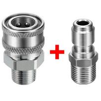 G3/8'' išorinis sriegis jungtis aukšto slėgio plovimo adapterių rinkinys greito sujungimo rinkinys 5000 gray