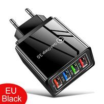 3.1A 4 prievadų EU/US kištukas USB įkroviklis Fast Charge QC 3.0 Phone Charger for iPhone Samsung Xiaomi įkrovimo adapteris juoda