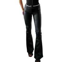 European and American Autumn/Winter High-Waist Slimming Leather Flare Pants - Sexy, Elastic, and Fashionable for Women XXL