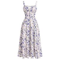 Sleeveless  Boho Dress For Women Casual Loose Fit Summer Sundress Floral Print Dress XL white