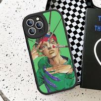 Anime J-JoJo Classic B-Bizarre A-Adventure Phone Case For IPhone 16 15 14 11 12 13 Pro Max Plus Back Leather Shell 11 pro max green