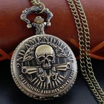 Rider Skull Quartz Pocket Watch Steampunk Necklace Clock Metal Stainless Steel Watch Pendant with Short Chain Gift Cf1223 bronza