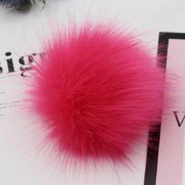 Beautiful And Soft Faux Raccoon Fur Pom Poms For Handmade Knitting Beanie Accessories Rose Red pink