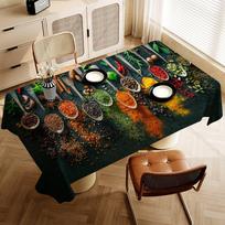 Grains Spices Peppers Themed Polyester Tablecloths Cute Designs For Home Kitchens Dining Rooms Patios Tablecloth Decoration 100x140cm