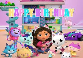 Cartoon Gabby Dollhouse Children Birthday Party Supplies Decoration Background Girl Baby Shower Pink Toy Photo Shoot Banner Prop 47.2x31.5inch/120*80cm blue