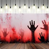 Halloween Bloody Handprint Background Banners Are Perfect For Adding A Spooky Atmosphere To Patios Gardens And Themed Parties 47.2x31.5inch/120*80cm
