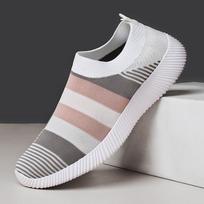 Fashion Women Casual Sports Mesh Breathable New Flat Bottomed Outdoor Walking Comfortable Vulcanized Shoes Casual Loafers Zapatos Mujer 35 rožinė