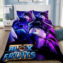 Cartoon Game B-Blox Fruits Bedding Set Single Double King Size3D Printing Duvet Cover Pillowcase Comforter Set Birthday Gift EU Single(135*200cm)3pcs blue