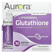 Aurora Nutrascience, Micro-Pack+, liposominis glutationas, 500 mg, 30 skystų pakuočių porcijoje, 0,46 fl uncijos (13,5 ml) kiekviena