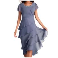 Shot Sleeve Boho Dress For Women Casual Loose Fit Summer Sundress Dress M tamsiai mėlyna