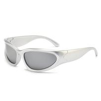 Y2K Cyberpunk Sunglasses Women Men 2000S Retro Wrap Around Eyewear Oval Frame Punk Goggles UV400 Designer Goggle Sunglasses white