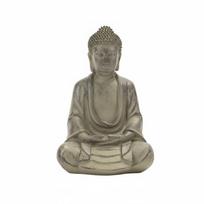 Buddha Statue Spiritual Decor Resin Buddha Figurine Tranquil Meditation Statue Detailed Craftsmanship Antique Finish gray