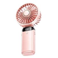 USB Powered Fan Foldable Handheld Fan, Rechargeable Mini Desk with 5 Speed, Battery Operated LED Display, Portable Personal Cooling for rožinė