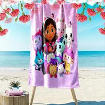 Gabby Dollhouse Print Beach Towel, Large Soft Quick Dry Towel for Beach Camping Swimming 70cmx140cm(27x55inch) blue