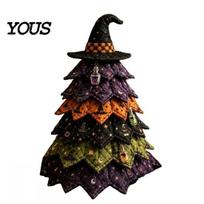 Artistic Patchwork Starter Set DIY Quilted Fabric Christmas Tree Craft Kit, Vintage Handmade Quilting Diy Kit for Beginners Xmas Sewing Set, Tabletop 2pcs I orange