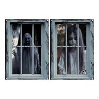 2 Helovino dekoratyvinės užuolaidos, vakarėlio dekoracija, siaubo su virvele, baisus svetainės durų uždangalas. female Ghost black