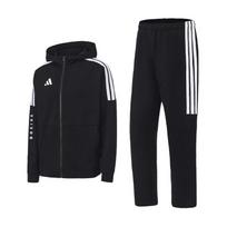 Adidas Boxing 3-Stripes Classic Retro Straight Leg Pants And Hooded Jacket Two-Piece Casual Sports Set Unisex Sportswear CLTR02JBX+TR411TK S gray
