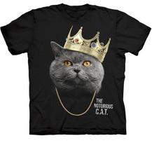 Karalius Katė Kačiukai Katytė Garsūs Katės DIDELIS Karūnos Grandinė Reperis Biggie Unisex Marškinėliai XXXXL gray