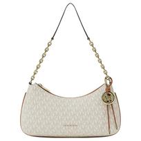 Michael Kors MK Nolita Rankinė per petį su užtrauktuku ir logotipu, dengto audinio, vidutinio dydžio, moteriška, spalva: vanilė/gilios rudos spalvos, 32R6GY5W6B-VANILLA/ACORN Basic Set (Bag) beige