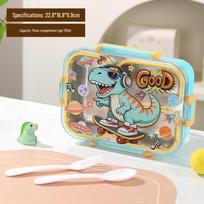 Compartmented Sealed Bento Lunch Box, Two & Three Grids, Large Capacity with Soup Spoon. gray