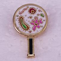 Colorful Bacteria Alloy Brooch with Cartoon Magnifying Glass Design gray