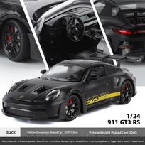 1:24 mastelio metalinis lietas GT3RS sportinio automobilio modelis, imituojantis garsą ir šviesą, kolekciniai papuošalai, 6+ berniukų žaislai, dovanos gray