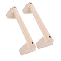 Wood Push Up Bars with Base Non Slip Pad Handstand Practice Support Pole for Home Fitness Workout 30cm / 11.8in beige