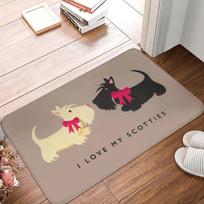 I Love My Scotties Front Door Mat Anti-Slip Indoor Quick Dry Scottish Terrier Dog Doormat Kitchen Bedroom Entrance Rug Carpet 40X60CM