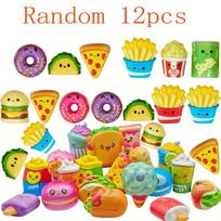 12 vnt. Mini spaudžiami žaislai Mokyklai Ir Gimtadieniui Dovanų Pakuotė Su Įvairiais Maisto Patiekalais (Bulvytėmis) Lėtai Kylančiais Squishy Žaislais Atsitiktiniai Stiliai Kalėdos beige