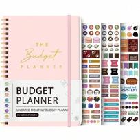 A5 Undated Budget Planner Pink Monthly Finance Organizer With Expense Tracker Stickers  Spiral Hardcover rožinė