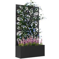 Lauko metalinis vazonas su atramine grotelėmis - Juodas 61 x 23 x 113 cm