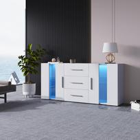 Komoda, Stalčių spinta, Bufetas, Sandėliavimo spintelė, Spintelės blokas, TV spintelė, Žema spintelė, su LED apšvietimu, Valgomajam, Svetainei, 140*35*70cm 140 x 35 x 70 cm balta