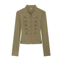 The new autumn commuter-style Napoleon stand-collar zip-up jacket is UYV160053 XS alyvuogės
