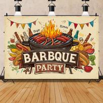 Spring and summer friends and family gathering outdoor camping beer barbecue party birthday partycourtyard decoration background 47.2x31.5inch/120*80cm black