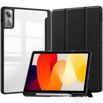 Akrilo dėklas Xiaomi Pad 7 su pieštuko laikikliu 2024 Xiaomi Pad 6Pro odinis viršelis apsauginis apvalkalas Redmi Pad SE 8.7' 2024 juoda